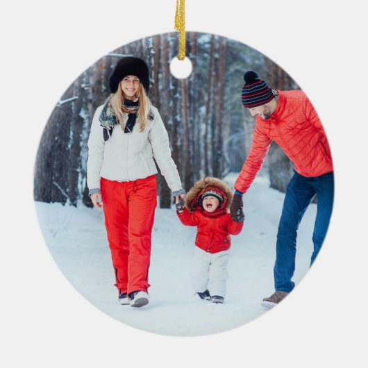 Rustikales Kariert Antler Monogram Custom Foto Keramik Ornament (Hinten)