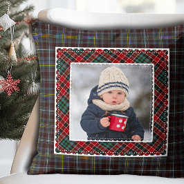 Rustikales Kariert Holiday Foto Kinder Kissen