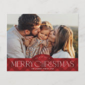 Rustikales Kariertes Budget Foto Weihnachtskarte (Vorderseite)