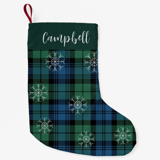 Rustikales Kariertes Campbell Tartan Grünes Bauern Kleiner Weihnachtsstrumpf (Vorderseite)