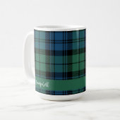 Rustikales Kariertes Campbell Tartan-Skript Kaffeetasse (Vorderseite Links)