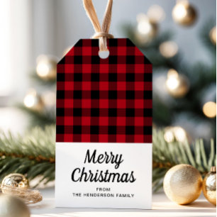 Rustikales Kariertes Drehbuch Weihnachten Geschenkanhänger