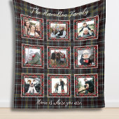 Rustikales Kariertes Familienfoto Collage Blanket Fleecedecke