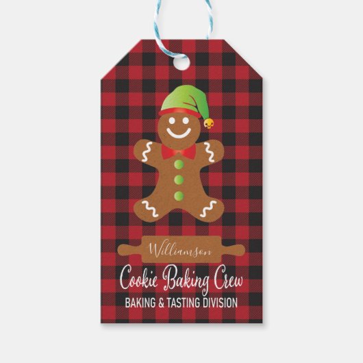 Rustikales Kariertes Ferienkeks Backen Geschenkanhänger (Vorderseite)