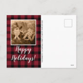 Rustikales Kariertes Foto Feiertagspostkarte (Rückseite)