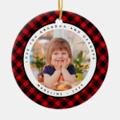 Rustikales Kariertes Foto Großeltern Ornament (Vorne)