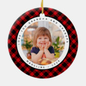 Rustikales Kariertes Foto Großeltern Ornament (Hinten)