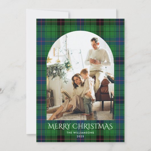 Rustikales Kariertes Foto Weihnachten Tartan (Vorderseite)