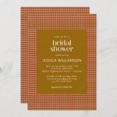 Rustikales Kariertes geometrisches Brautparty Einladung (Vorne/Hinten)