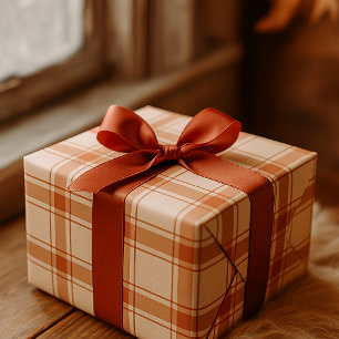 Rustikales Kariertes Gitter Nahtloses Fallmuster Geschenkpapier