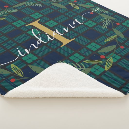 Rustikales Kariertes Monogramm Weihnachtsschaden T Sherpadecke (3/4)