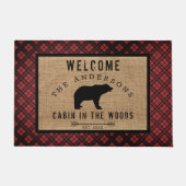 Rustikales Kariertes Muster Bären Begrüßungskabine Fußmatte (Vorderseite)