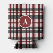 Rustikales Kariertes Muster in Weiß und Rot Dosenkühler (Vorderseite)
