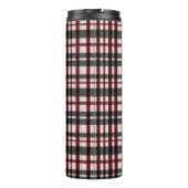 Rustikales Kariertes Muster in Weiß und Rot Thermosbecher (Rückseite)