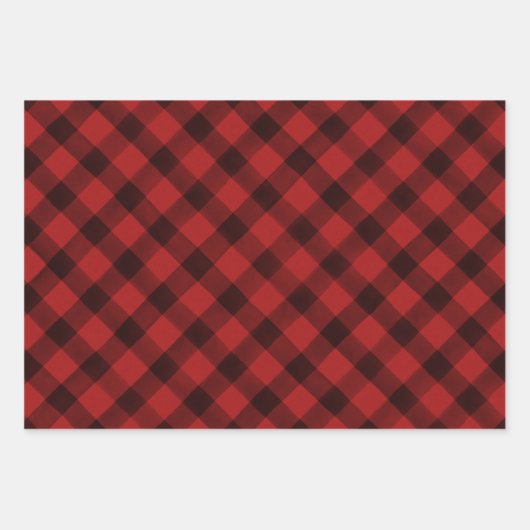Rustikales Kariertes Muster Rot Grün & Marine Geschenkpapier Set (Vorderseite)