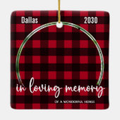 Rustikales Kariertes Pferd Memorial Pet Loss Keepa Keramikornament (Rückseite)