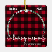 Rustikales Kariertes Pferd Memorial Pet Loss Keepa Keramikornament (Vorderseite)