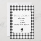 Rustikales Kariertes Probe-Dinner in Schwarz und W Einladung (Rückseite)