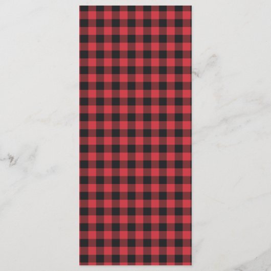 Rustikales Kariertes Rot-Schwarz-Tartan-Menü Menükarte (Rückseite)
