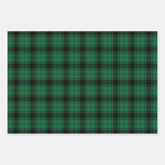 Rustikales, kariertes, schwarz-grünes Landtartan-M Geschenkpapier Set (Vorderseite)