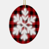 Rustikales kariertes Schwarz-Muster Frosschneefloc Keramik Ornament (Rechts)