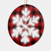 Rustikales kariertes Schwarz-Muster Frosschneefloc Keramik Ornament (Links)