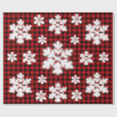 Rustikales kariertes Schwarz-Muster Frostschneeflo Geschenkpapier (Flach)