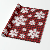 Rustikales kariertes Schwarz-Muster Frostschneeflo Geschenkpapier (Ungerollt)