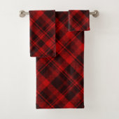 Rustikales Kariertes, schwarzes Bauernhaus Tartan  Badhandtuch Set (Insitu)