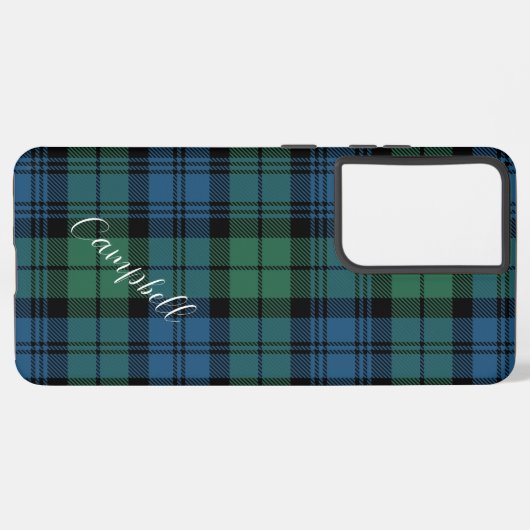 Rustikales Kariertes Skript Campbell Tartan Custom Samsung Galaxy Hülle (Linke Seite)