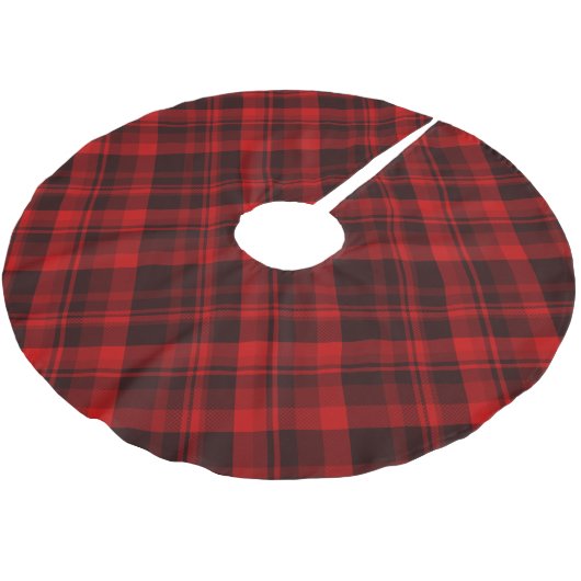 Rustikales Kariertes Tartan Polyester Weihnachtsbaumdecke (Schrägansicht)