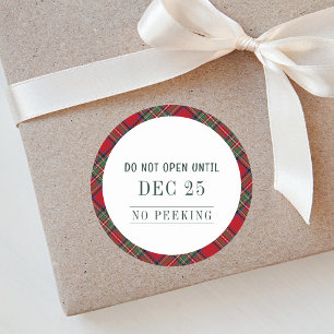 Rustikales Kariertes Weihnachten Red Green Stewart Runder Aufkleber