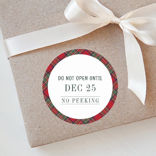 Rustikales Kariertes Weihnachten Red Green Stewart Runder Aufkleber