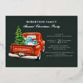 Rustikales Kariertes Weihnachtsfest Party Silver Folieneinladung (Vorderseite)