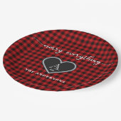 Rustikales Kariertes Weihnachtszitat Pappteller (Schrägansicht)