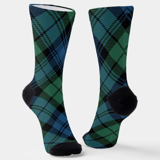 Rustikales Karo Blau Grün Campbell Tartan Socken (Gewinkelt)