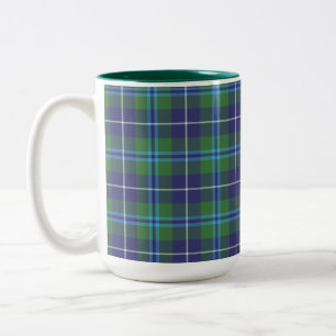 Rustikales Karo Douglas Blau Grün Tartan Zweifarbige Tasse