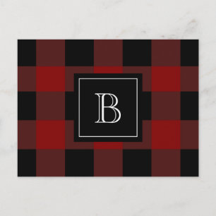 Rustikales Karo-Holzfäller-Monogramm Anfangsbuchst Postkarte