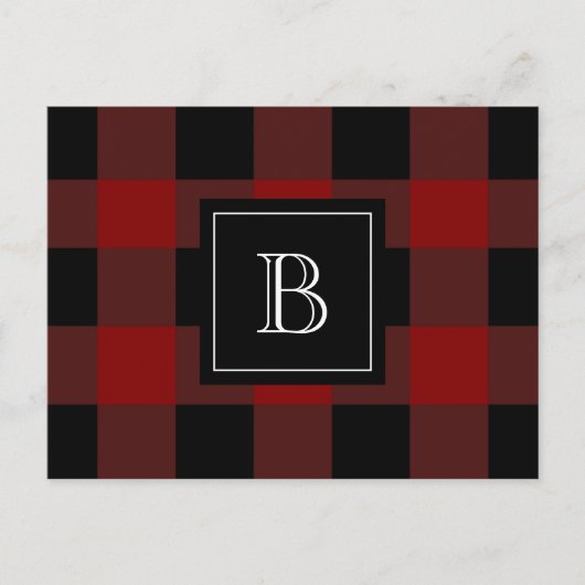 Rustikales Karo-Holzfäller-Monogramm Anfangsbuchst Postkarte (Vorderseite)
