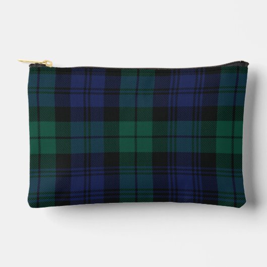 Rustikales Karo-Klassik Grün Tartan Zubehörtasche (Vorderseite)