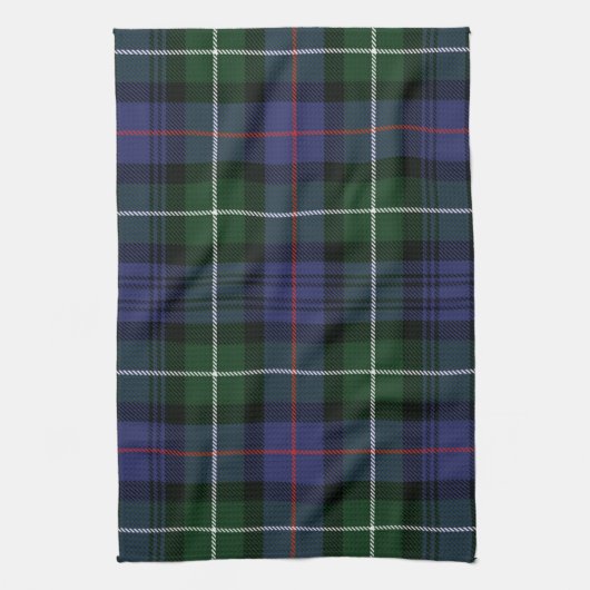 Rustikales Karo Lila und Grün Tartan Geschirrtuch (Vertikal)