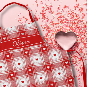 Rustikales Karo Mit Herzen Valentinstag Schürze