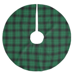 Rustikales Karo Schwarz Grün Tartan Land Muster Polyester Weihnachtsbaumdecke