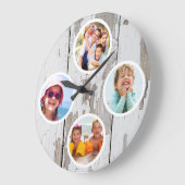 Rustikales Keepake Family Multi-Foto Große Wanduhr (Winkel)