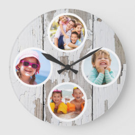 Rustikales Keepake Family Multi-Foto Große Wanduhr
