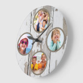 Rustikales Keepake Family Multi-Foto Große Wanduhr (Winkel)