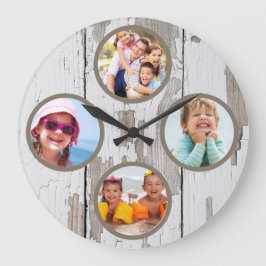 Rustikales Keepake Family Multi-Foto Große Wanduhr