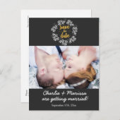 Rustikales Keilleaf SAVE THE DATE Foto Postkarte (Vorne/Hinten)