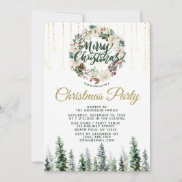 Rustikales Keilwald Lichter Weihnachts-Party Einladung