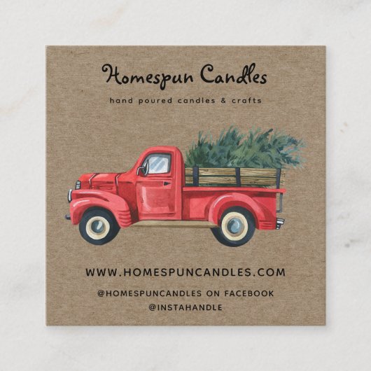 Rustikales Kerzenhandwerk Vintage LKW-Visitenkarte Quadratische Visitenkarte (Vorderseite)